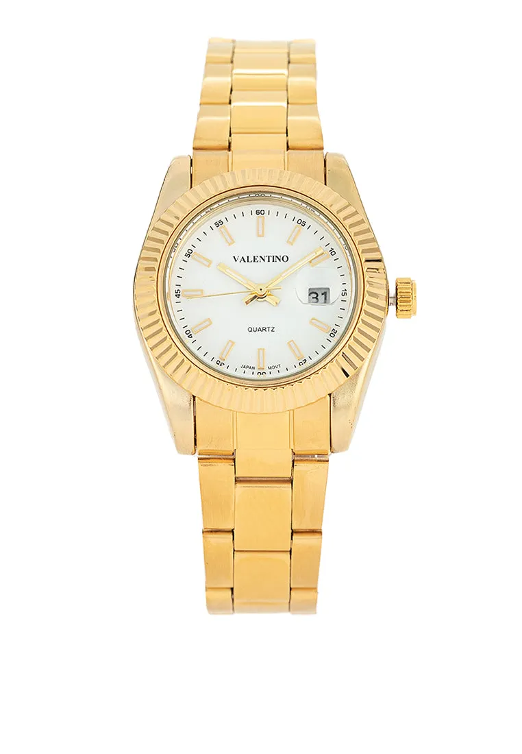 Valentino 20122467-GOLD - WHITE DIAL Stainless Steel Strap Analog Watch for Women