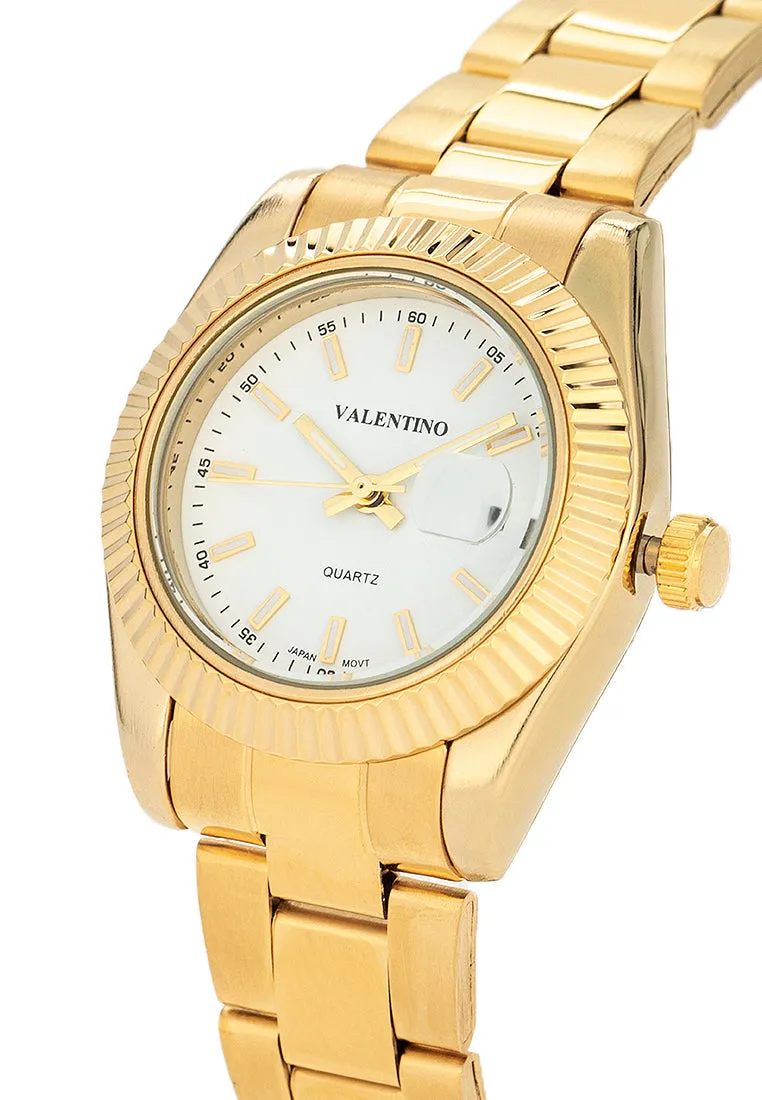 Valentino 20122467-GOLD - WHITE DIAL Stainless Steel Strap Analog Watch for Women