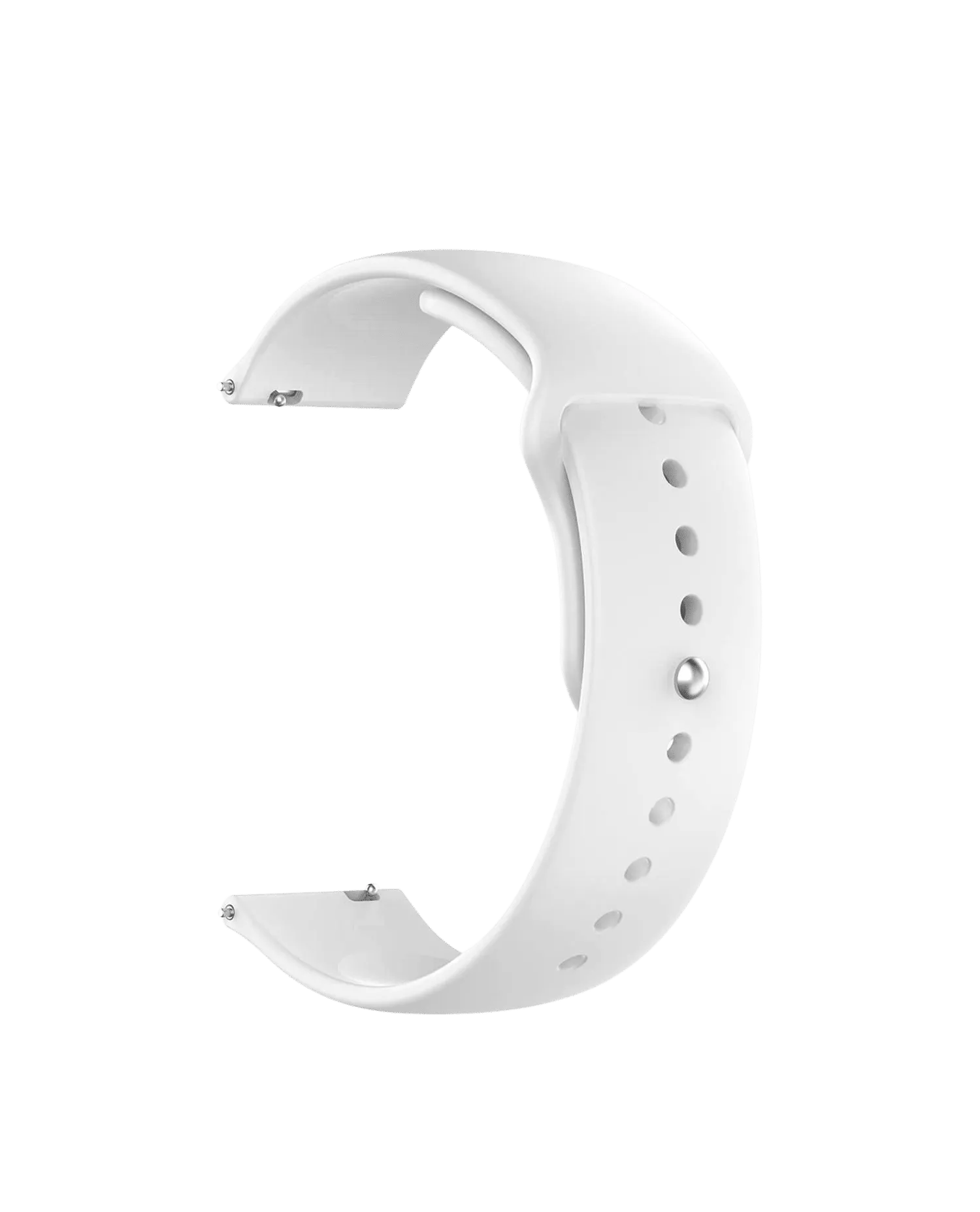 White Silicone Click WatchBand for Samsung/OnePlus/Fitbit Smartwatches (20mm)