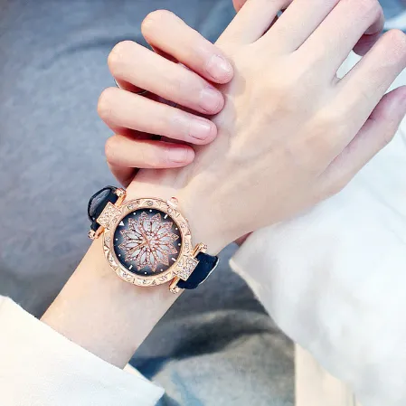 Women Watches Bracelet set Starry Sky Ladies Bracelet Watch Casual Leather 2019