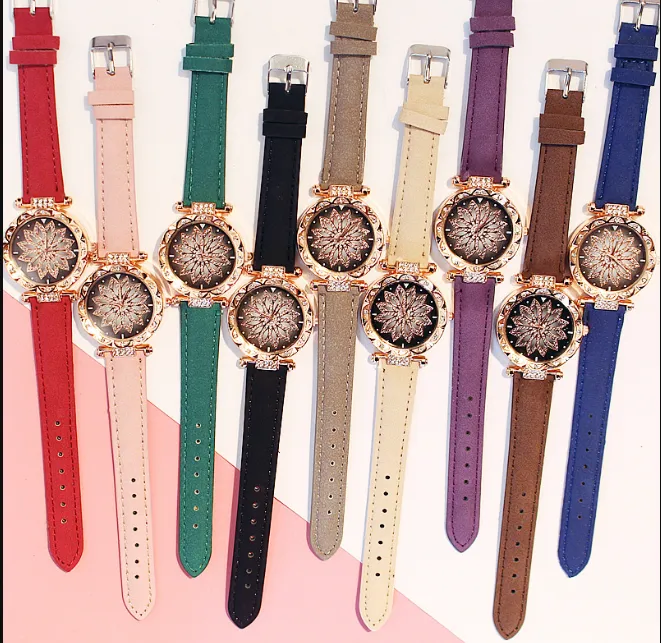 Women Watches Bracelet set Starry Sky Ladies Bracelet Watch Casual Leather 2019