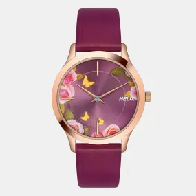 Women's Maroon Analog Leather Watch TW053HL05