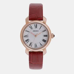 Women's White Analog Leather Watch SUR496P1