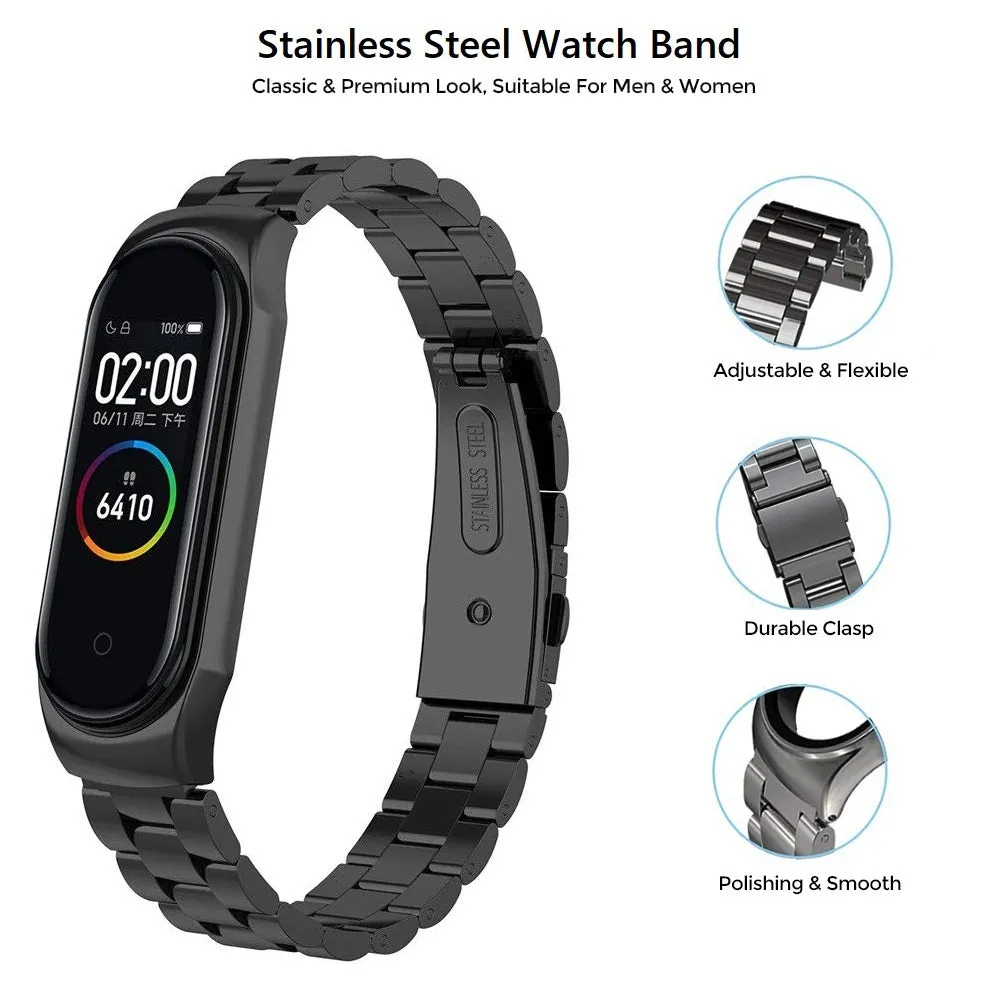 Xiaomi Mi Band 6 / 5 | 3 beads Stainless Steel Metal Watch Band Strap | Silver