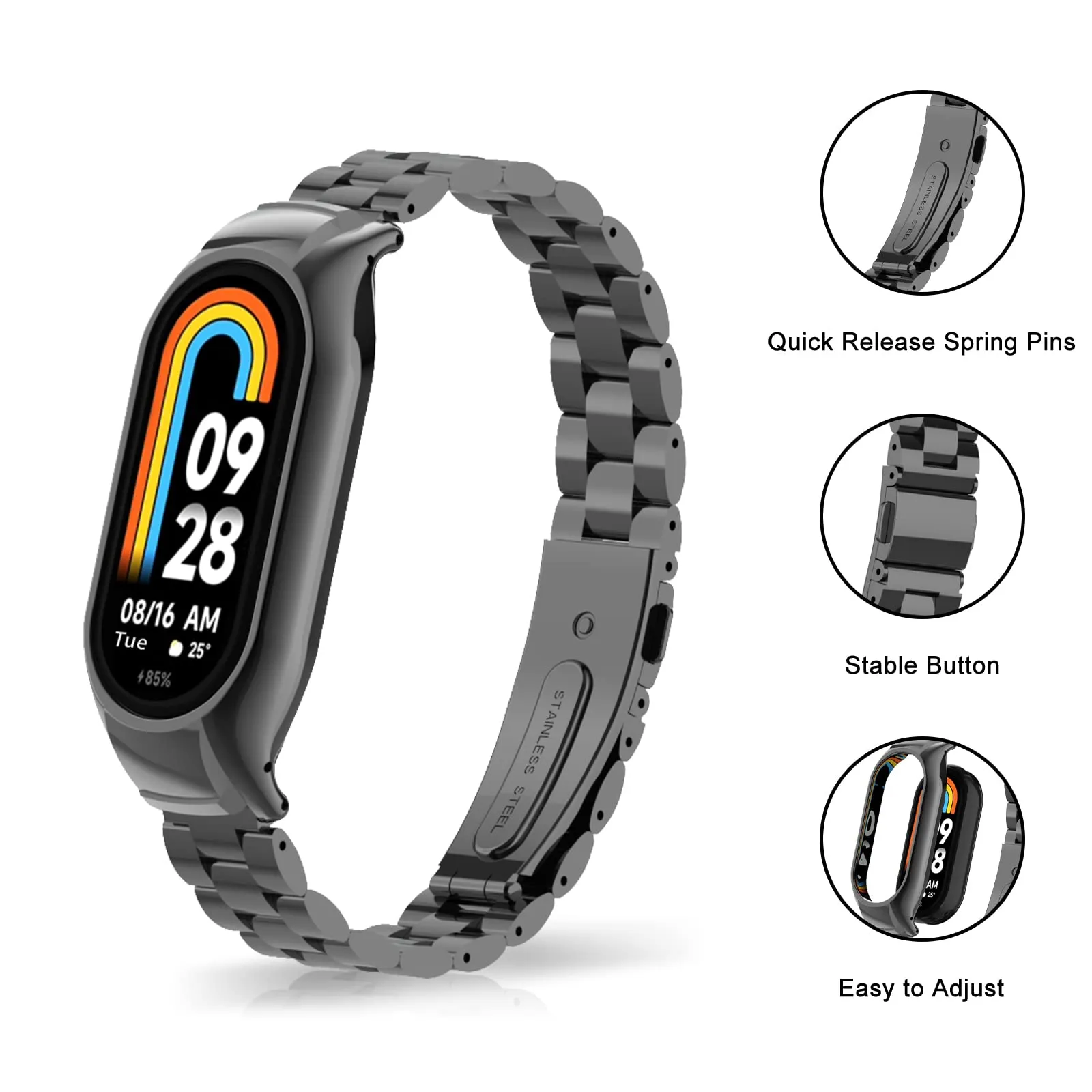 Xiaomi Mi Band 8 Metal Watch Strap | Silver